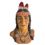 Chalkware Native American Bust Sculpture