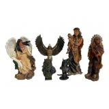5 Resin Native American Figurines