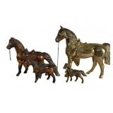 Four Brass and Copper Clad Horses