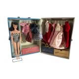 1960s Brunette Ponytail Barbie Doll abd case w/ cl