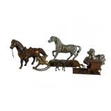 6 Metal Horse Figurines