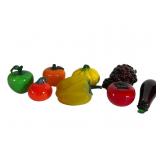 8 Art Glass Fruit and Vegetables