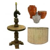 Horse Table Lamp, Vases, and Decanter Group