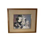 A. Woods Floral Painting in Wood Frame