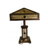 Antique Slag Glass Table Lamp
