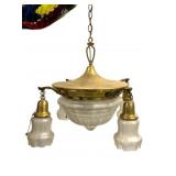 Vintage Etched Iridescent Satin Glass Chandelier