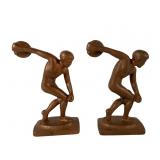 Bronze Discus Athlete Bookends
