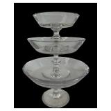 3 Piece Val S.Lambert Glass Dessert Compote Set