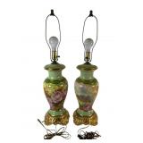 Pair C.KOENIG Hand Painted Floral Lamps