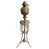 Tall Antique Brass Oil Floor Lamp