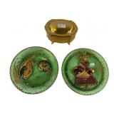 Three-Piece Lot: Ring Holder & Easter Saucers
