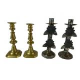 Two Pairs of Metal Candlestick Holders