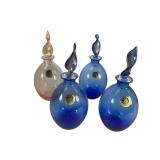 Four Italian Bottoglia Art Glass Bottles Stem