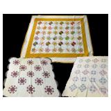 3 Hand-Quilted Patchwork Quilts