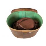 Antique French Hat Box with Ladies Brown Bonnet