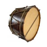 Antique Wooden Drum with Decorative Bands