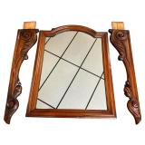 Wood Framed Wall Mirror with Carved Corbels