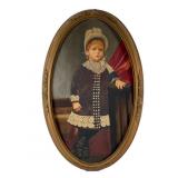 Victorian Oil on Board Portrait of Child