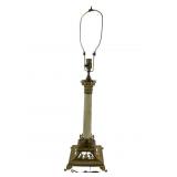 Brass and Onyx Table Lamp, 34 Inches Tall