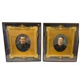 2 Victorian Era Double Framed Portraits