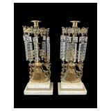 Pair of Gilt Metal and Marble Candle Girandoles