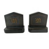 Book Ends Old English M, 1962