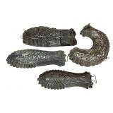4 Antique Tin Metal Fish Molds