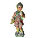 31 Inch Antique Chalkware Girl Sculpture