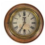 Waterbury Antique Bulkhead Clock USA 9" x 9" x 3