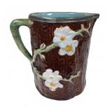 Majolica Dog Wood Cream Pitcher with Metal