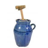 Jerry Brown Blue Glazed Stoneware Crock