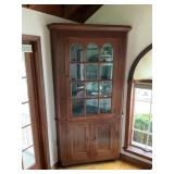 Antique Pine Two-Piece Corner Cabinet