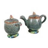 Majolica Sea Creature Teapot and Creamer Set