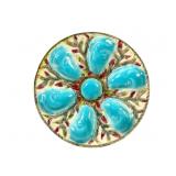 Majolica Oyster Plate with Seaweed, 9.25 in
