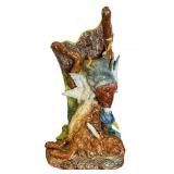 Large Majolica Glazed Ceramic Wildlife Umbrella St