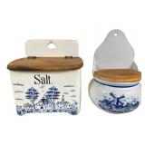 Two Blue and White Delft-Style Salt Boxes