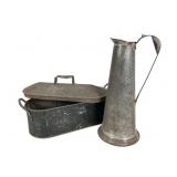 Primitive Tin Fish Poacher and Water Pitcher