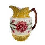 English Majolica Pottery Floral Pitcher