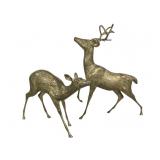 Two Hollow Brass Deer Figures