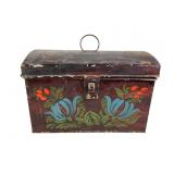 American Folk Art Dome Top Toleware Tin Box