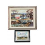 2 Lee Everett Signed Watercolors, Framed