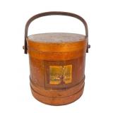 Antique Wooden Firkin Bucket, 10 Inch
