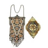 Art Deco Mesh Purse and Enameled Brass Tray