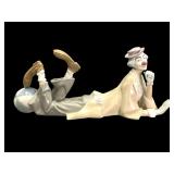 Lladro Porcelain Reclining Clown Figurine