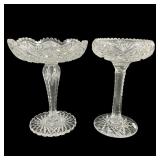 Brilliant Period Cut Glass Pedestal Compotes