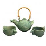 Vintage Duck-Shaped Teapot and Cup Set
