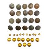 WWI Uniform Buttons with Gold Toned Buttons