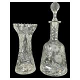Pairpoint Style ABP Cut Glass Vase & Decanter