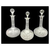 Three Brilliant Cut Crystal Decanters