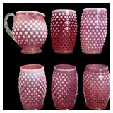 Pink Fenton Style Hobnail Cranberry Opal Set